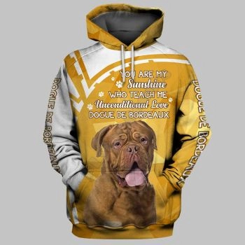 Oversize Yellow Dog Pattern Animals Hoodie