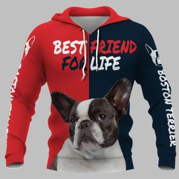 Precious And Cute Red Blue Dog Pattern Animals Hoodie