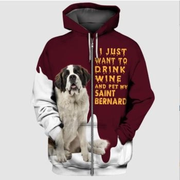 Loose And Gorgeous Red White Dog Pattern Animals Zip-Up Hoodie