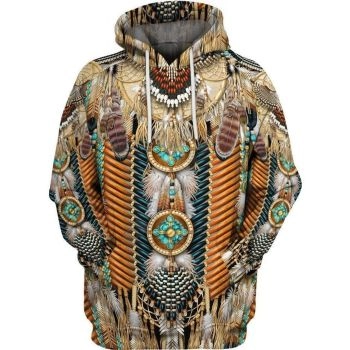 Precious And Cute Brown Feather Pattern Indians Hoodie