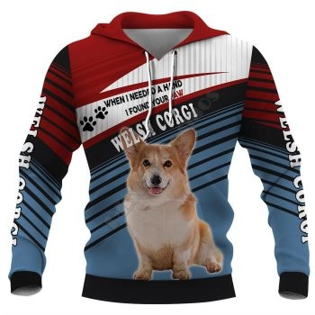 Classical And Elegance Blue Red Dog Pattern Animals Hoodie