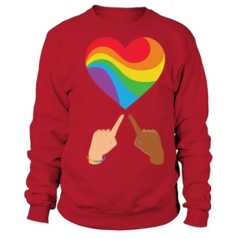 Pride LGBT Poiting Rainbow Heart Sweatshirt