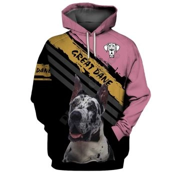 Vintage  Pink Black Dog Pattern Animals Hoodie