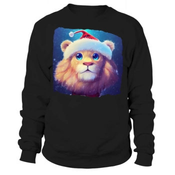 Christmas Cute Lion with Santa Hat Sweatshirt
