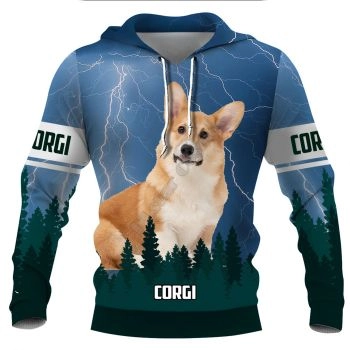 Vintage  Blue Dog Pattern Animals Hoodie