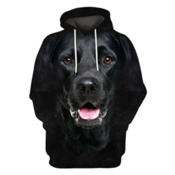 Vintage  Black Dog Pattern Animals Hoodie