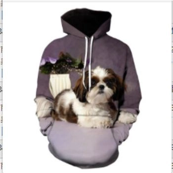 Loose Purple Dog Pattern Animals Hoodie