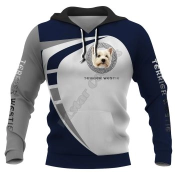 Popular Blue White Dog Pattern Animals Hoodie