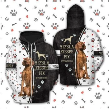 Loose Black White Dog Pattern Animals Zip-Up Hoodie