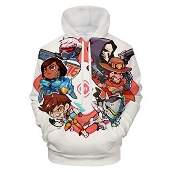 Overwatch Hoodie &#8211; Cartoon Characters 3D Print Hooded Pullover Sweatshirt