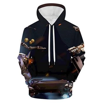 Overwatch Hoodie &#8211; Confrontation 3D Print Black Hooded Pullover Sweatshirt