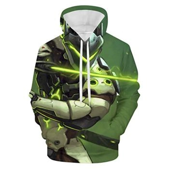 Overwatch Hoodie &#8211; Genji 3D Print Green Hooded Pullover Sweatshirt