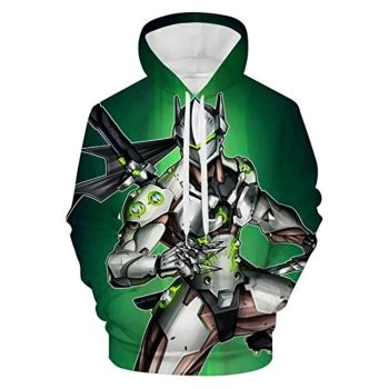 Overwatch Hoodie &#8211; Genji 3D Print Green Hooded Pullover Sweatshirt