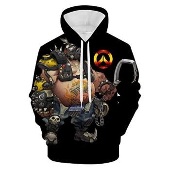Overwatch Hoodie &#8211; Roadhog 3D Print Black Hooded Pullover Sweatshirt