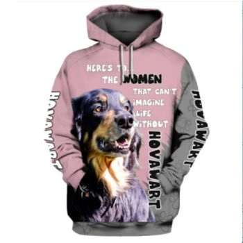 Vintage  And Loose Pink Dog Pattern Animals Hoodie