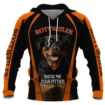 Loose Black Orange Dog Pattern Animals Hoodie