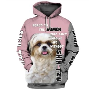  Loose And Gorgeous Pink Dog Pattern Animals Hoodie