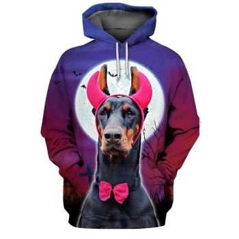 Vintage  Pink Dog Pattern Animals Hoodie