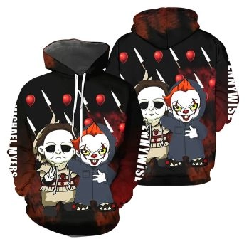  Vintage  And Loose Brown Black Knives Horror Characters Pattern Halloween Hoodie