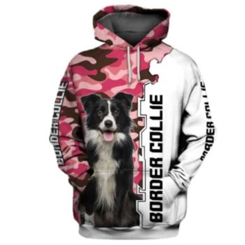  Precious And Cute Pink White Dog Pattern Animals Hoodie