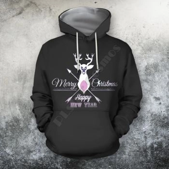 Classical And Elegance Black Deer Pattern Christmas Hoodie