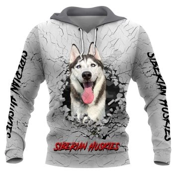 Fashion And Gorgeous Grey Dog Pattern Animals Hoodie