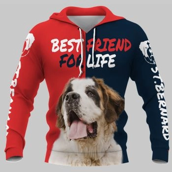 Precious Red Blue Dog Pattern Animals Hoodie