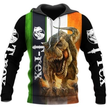 Temperament Green Orange Dinosaurs Pattern Animals Hoodie