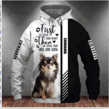 Classical And Elegance Black White Dog Pattern Animals Hoodie