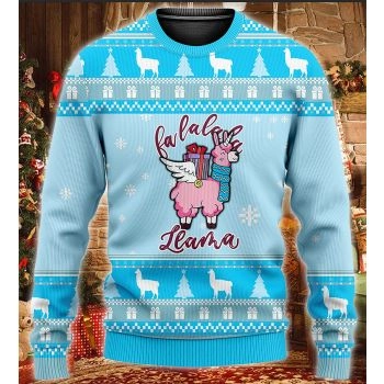 Pink Llama Christmas KNITTED Sweater