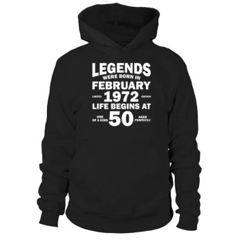 50th Birthday February Vintage 1972 Gift Idea Hoodies