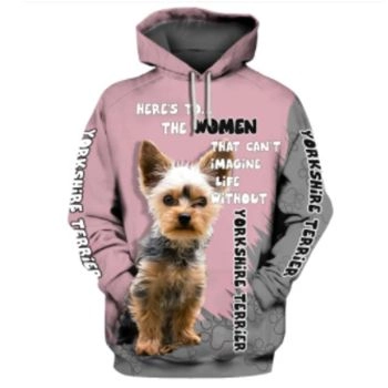 Cute Pink Dog Pattern Animals Hoodie