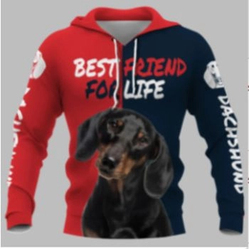 Popular Red Blue Dog Pattern Animals Hoodie