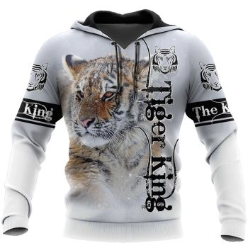 Classical And Elegance White Tiger Pattern Animals Hoodie