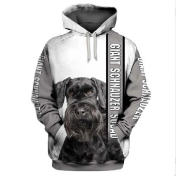 Vintage  Grey Dog Pattern Animals Hoodie