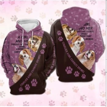 Pretty And Vintage  Pink Dog Pattern Animals Hoodie