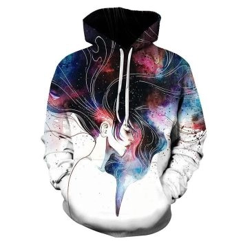 Colorful Girl Hair 3D Sweatshirt Hoodie Pullover