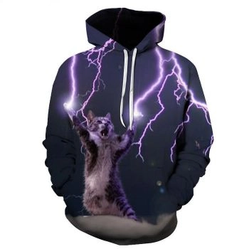 Lightning Cat 3D Sweatshirt, Hoodie, Pullover