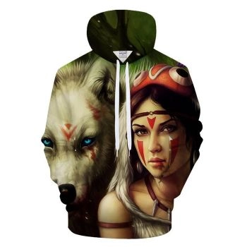 Princess Mononoke 3D Hoodie Sweatshirt Pullover