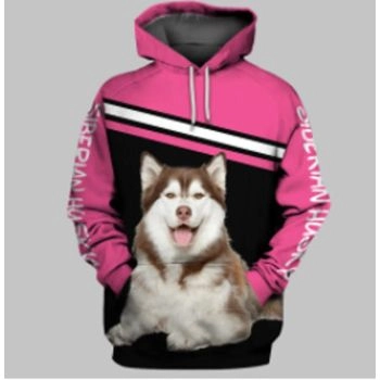 Elegance Pink Black Dog Pattern Animals Hoodie