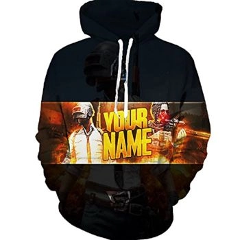 PUBG Hoodies &#8211; 3D Print Game Playerunknown&#8217;s Battlegrounds Black Pullover with Pockets
