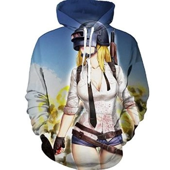 PUBG Hoodies &#8211; 3D Print Game Playerunknown&#8217;s Battlegrounds Blue Pullover with Pockets