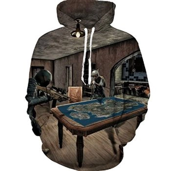 PUBG Hoodies &#8211; 3D Print Game Playerunknown&#8217;s Battlegrounds Grey Pullover with Pockets