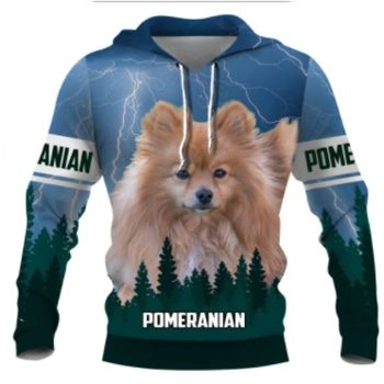 Temperament Blue Green Dog Pattern Animals Hoodie