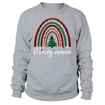 Merry Mama Christmas Rainbow Outfit For Moms Buffalo Plaid Christmas Sweatshirt