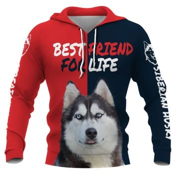 Cute Red Blue Dog Pattern Animals Hoodie