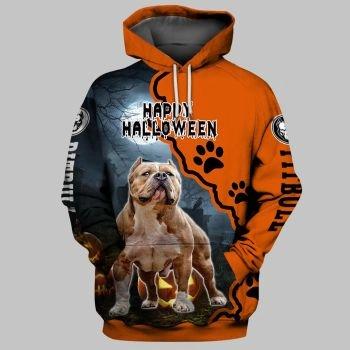 Cute And Loose Blue Orange Dog Pattern Animals Hoodie