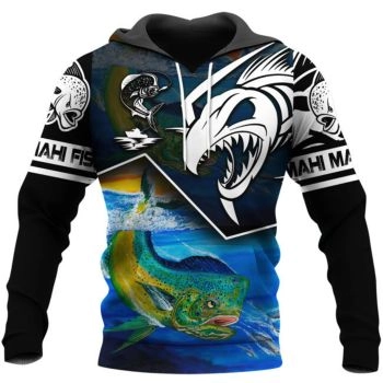 Classical And Elegance Black Blue Fish Pattern Animals Hoodie