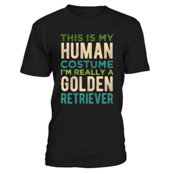 This is my Human Costume Im Really A Golden Retriever Funny Halloween Typography