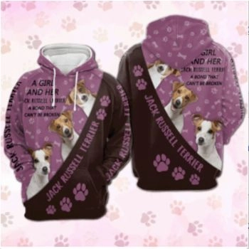 Oversize Pink Dog Pattern Animals Hoodie